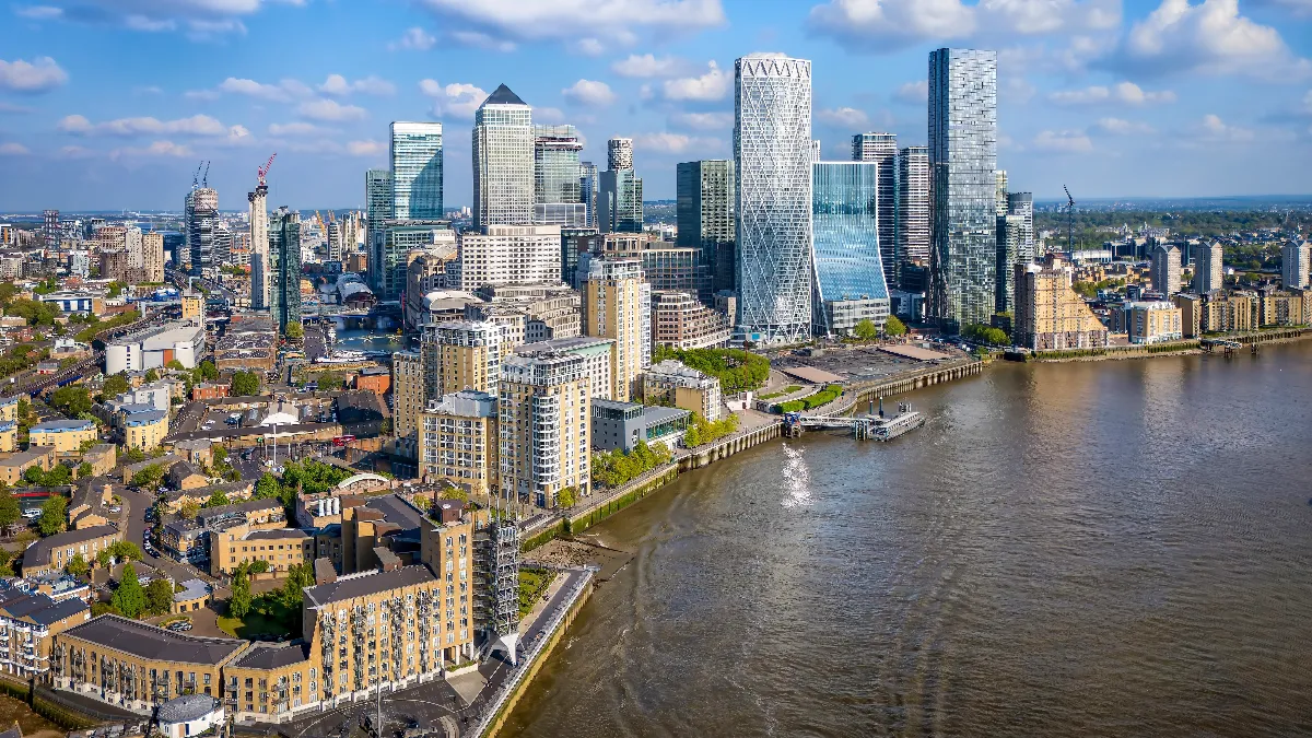 Aerial view of the Canary Wharf